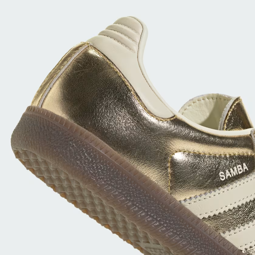 Adidas Samba OG Shoes Gold Metallic / Off White / Gum