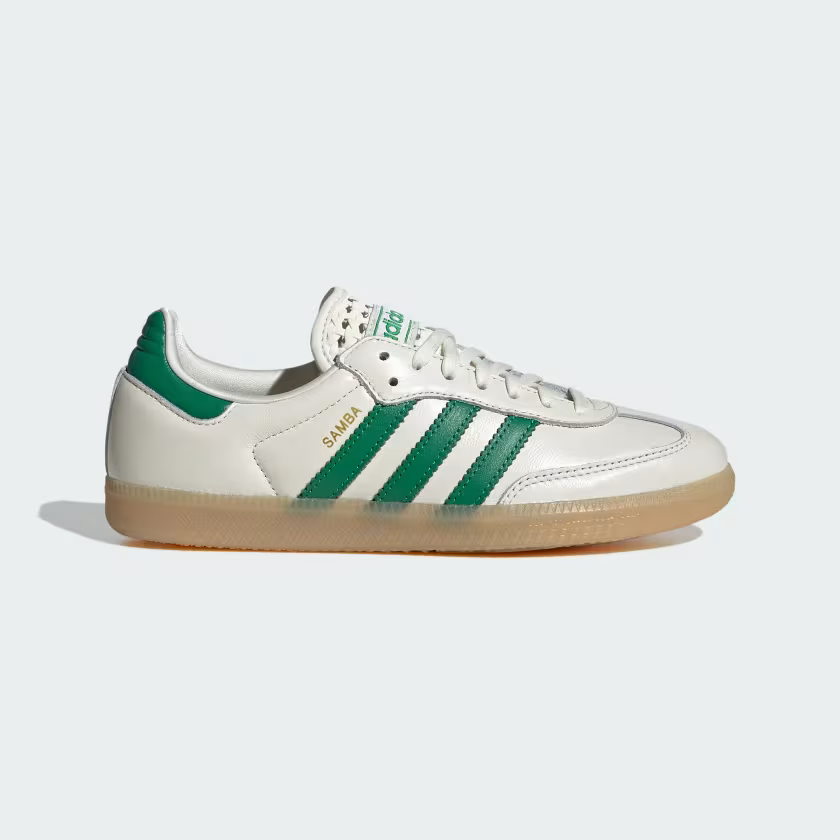 Adidas Samba OG Shoes Off White / Green / Gold Metallic