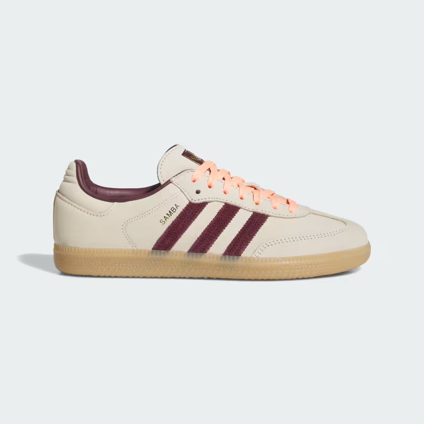 Adidas Samba OG Shoes  Wonder White / Maroon / Frozen Turbo