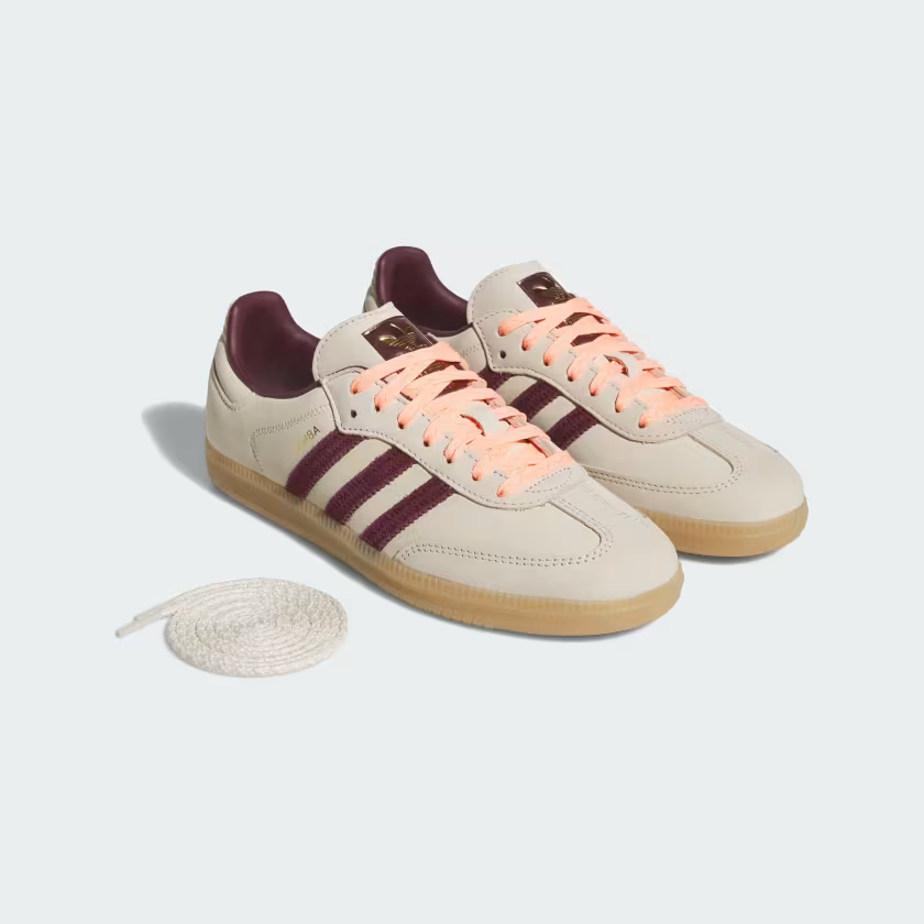 Adidas Samba OG Shoes  Wonder White / Maroon / Frozen Turbo